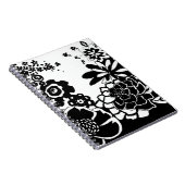 Schwarz-Weiß-Blumengarten Grafisches Muster Notizblock (Rechte Seite)