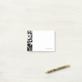 Schwarz-Weiß-Blumengarten Grafisches Muster Post-it Klebezettel (Auf Schreibtisch)