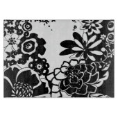 Schwarz-Weiß-Blumengarten Grafisches Muster Schneidebrett (Vorderseite)