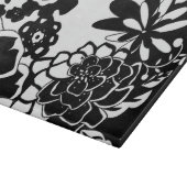 Schwarz-Weiß-Blumengarten Grafisches Muster Schneidebrett (Ecke)