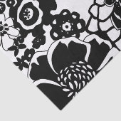 Schwarz-Weiß-Blumengarten Grafisches Muster Seidenpapier (Ausschnitt)