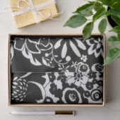 Schwarz-Weiß-Blumengarten Grafisches Muster Seidenpapier (Geschenk)