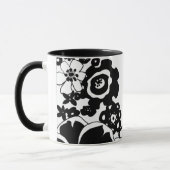 Schwarz-Weiß-Blumengarten Grafisches Muster Tasse (Links)