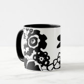 Schwarz-Weiß-Blumengarten Grafisches Muster Tasse (Vorderseite Links)