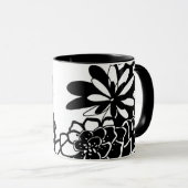Schwarz-Weiß-Blumengarten Grafisches Muster Tasse (VorderseiteRechts)
