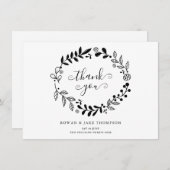 Schwarz-Weiß-Blumengarten Hochzeit Danke (Vorne/Hinten)