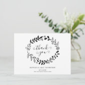 Schwarz-Weiß-Blumengarten Hochzeit Danke (Stehend Vorderseite)