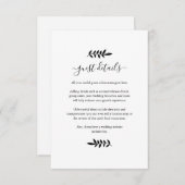 Schwarz-Weiß-Blumengarten Hochzeiten Details Begleitkarte (Vorne/Hinten)