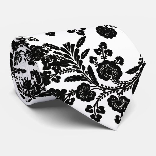 Schwarz-Weiß-Blumengeschenk Krawatte (Gerollt)