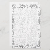 Schwarz-Weiß-Blumengeschirr Briefpapier (Vorne/Hinten)