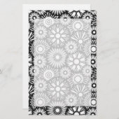 Schwarz-Weiß-Blumengeschirr Briefpapier (Vorne/Hinten)