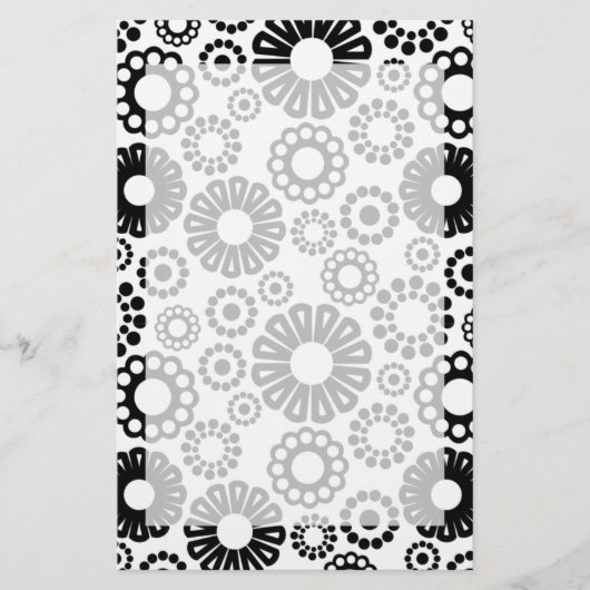Schwarz-Weiß-Blumengeschirr Briefpapier (Vorderseite)