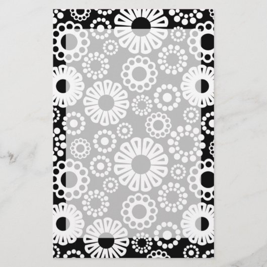 Schwarz-Weiß-Blumengeschirr Briefpapier (Vorderseite)