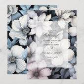 Schwarz-Weiß-Blumenhochzeit Einladung (Vorne/Hinten)