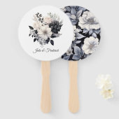 Schwarz-Weiß-Blumenhochzeit Fächer (Vorne und Hinten)