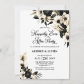 Schwarz-Weiß-Blumenhochzeit nach dem Party Einladung (Vorderseite)