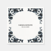 Schwarz-Weiß-Blumenhochzeit Serviette (Vorderseite)