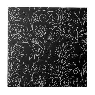 Schwarz-Weiß-Blumenkachel Fliese