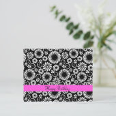 Schwarz-Weiß-Blumenkarte Postkarte (Stehend Vorderseite)