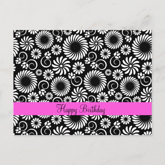 Schwarz-Weiß-Blumenkarte Postkarte (Vorderseite)