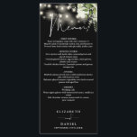 Schwarz-Weiß-Blumenlampen Hochzeitsessen Menükarte<br><div class="desc">Dieses elegante Schwarz-Weiß-Blumenstrauß-Leuchtenmenü kann mit Ihren Informationen in der schicken Typografie personalisiert werden,  mit Ihren Monogramm-Initialen auf der Rückseite. Entwickelt von Thisisnotme©</div>