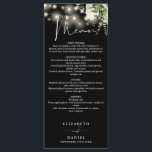 Schwarz-Weiß-Blumenlampen Hochzeitsessen Menükarte<br><div class="desc">Dieses elegante Schwarz-Weiß-Blumenstrauß-Leuchtenmenü kann mit Ihren Informationen in der schicken Typografie personalisiert werden,  mit Ihren Monogramm-Initialen auf der Rückseite. Entwickelt von Thisisnotme©</div>