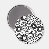 Schwarz-Weiß-Blumenmagnet Magnet (Vorderseite/Rückseite)