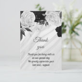 Schwarz-Weiß-Blumenmarmor Dankeskarte (Stehend Vorderseite)