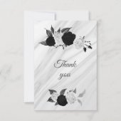 Schwarz-Weiß-Blumenmarmor Dankeskarte (Vorderseite)