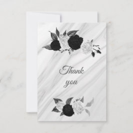 Schwarz-Weiß-Blumenmarmor Dankeskarte