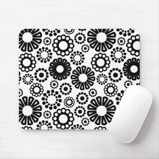 Schwarz-Weiß-Blumenmousepad Mousepad (Mit Mouse)