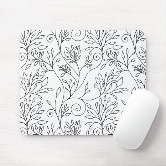 Schwarz-Weiß-Blumenmousepad Mousepad (Mit Mouse)