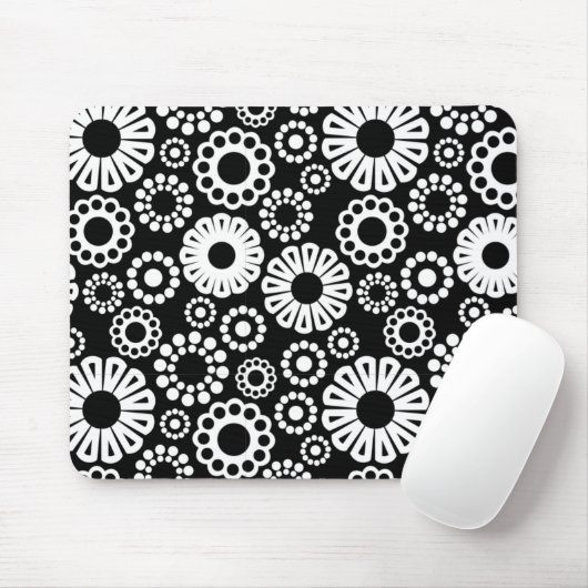 Schwarz-Weiß-Blumenmousepad Mousepad (Mit Mouse)