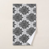 Schwarz-Weiß-Blumenmuster Badhandtuch Set (Handtuch)