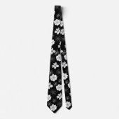 Schwarz-Weiß-Blumenmuster Krawatte (Vorderseite)