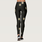 Schwarz-Weiß-Blumenmuster  Leggings (Rückseite)