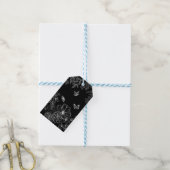 Schwarz-Weiß-Blumenmuster Minimalistisch Geschenkanhänger (Mit Garn)