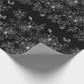 Schwarz-Weiß-Blumenmuster Minimalistisch Geschenkpapier (Ecke)