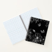 Schwarz-Weiß-Blumenmuster Minimalistisch Notizblock (Innenseite)