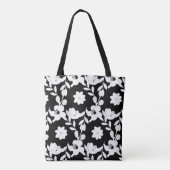 Schwarz-Weiß-Blumenmuster mit Perlen Tasche (Rückseite)