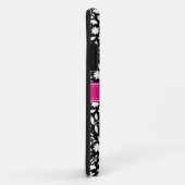 Schwarz-Weiß-Blumenmuster Pink-Monogramm Case-Mate iPhone Hülle (Hinten/Rechts)