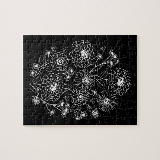 Schwarz-Weiß-Blumenmuster Puzzle (Horizontal)