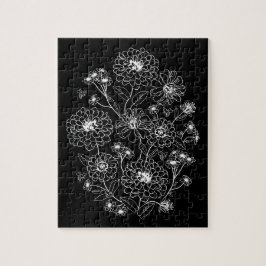 Schwarz-Weiß-Blumenmuster Puzzle