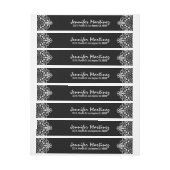 Schwarz-Weiß-Blumenmuster Rundum-Adressaufkleber (Bogen)