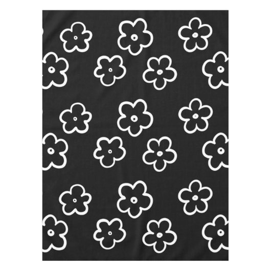 Schwarz-weiss Blumenmuster Tischdecke (Vorderseite)
