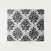 Schwarz-Weiß-Blumenmuster Wandteppich (Vorderseite (Horizontal))