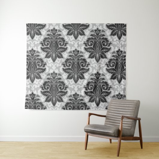 Schwarz-Weiß-Blumenmuster Wandteppich (Beispiel (Horizontal))