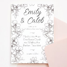 Schwarz-Weiß-Blumenrahmen Art Wedding