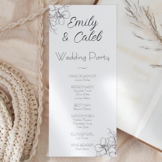 Schwarz-Weiß-Blumenrahmen Art Wedding Programm