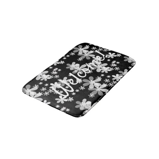 Schwarz-weiß blumenreich badematte (Schrägansicht)